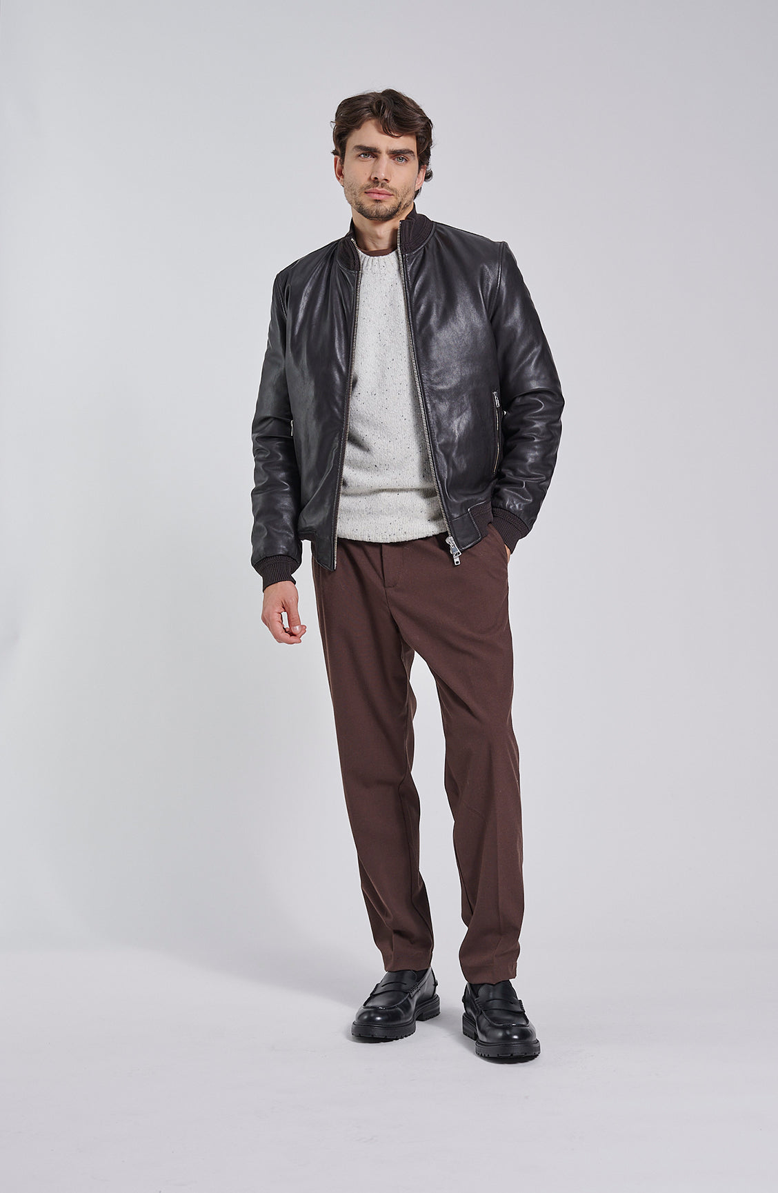 bomber in pelle da uomo