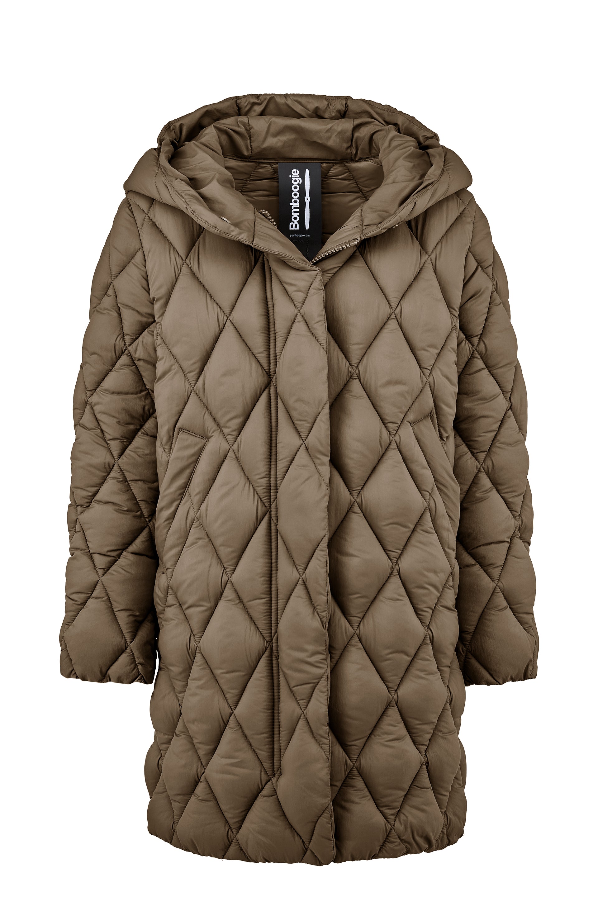 Piumino lungo da bambina con cappuccio trapuntato windproof