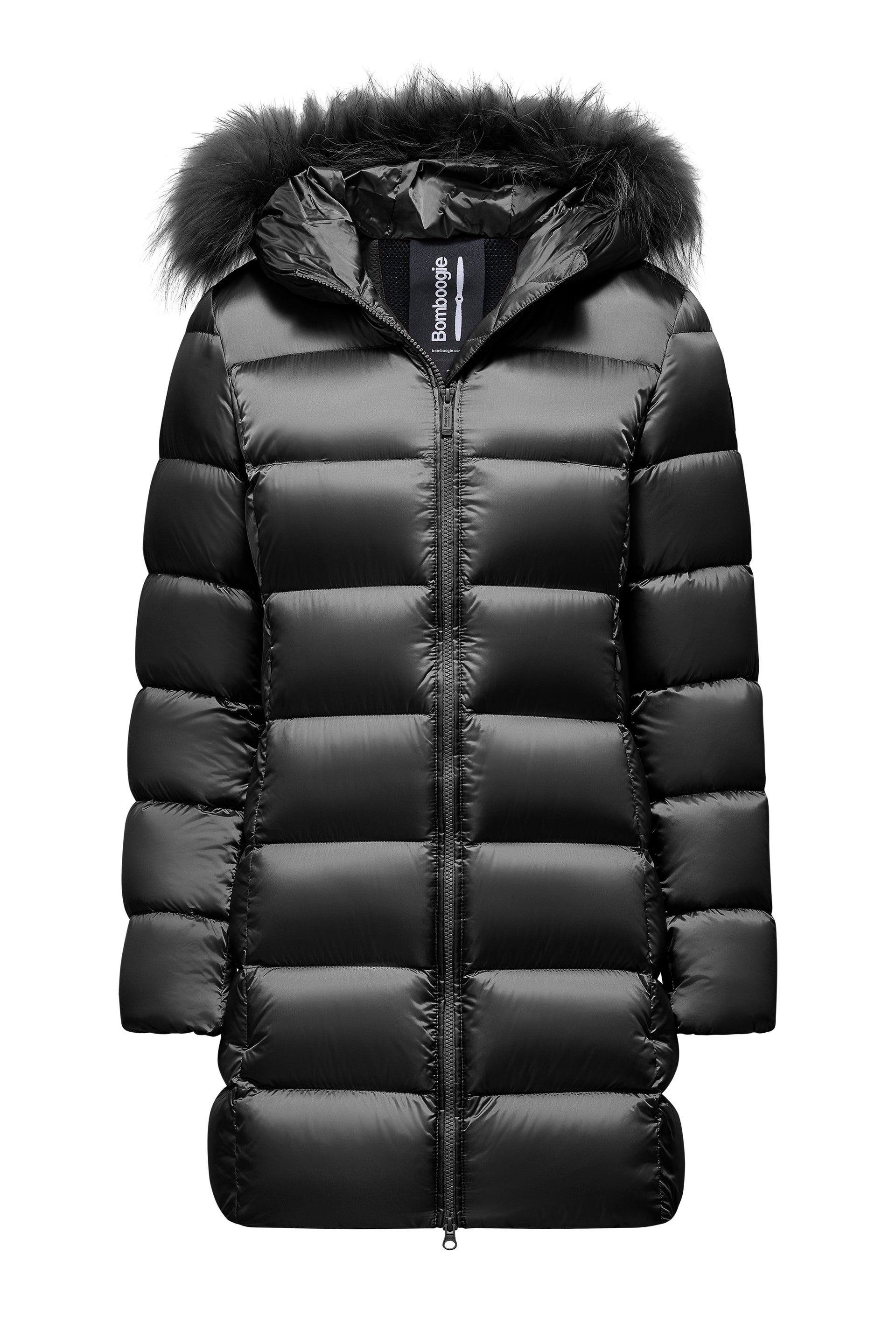 Piumino lungo da donna slim imbottito downproof windproof con