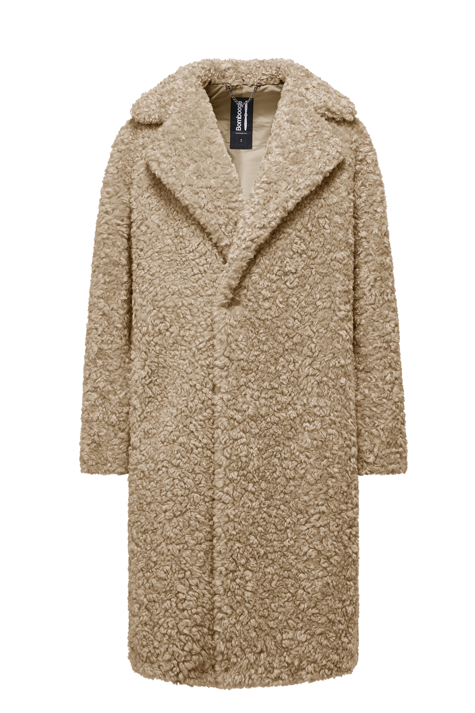 Doppelreihiger Mantel aus Kunstfell mit Lammfell-Optik Bomboogie