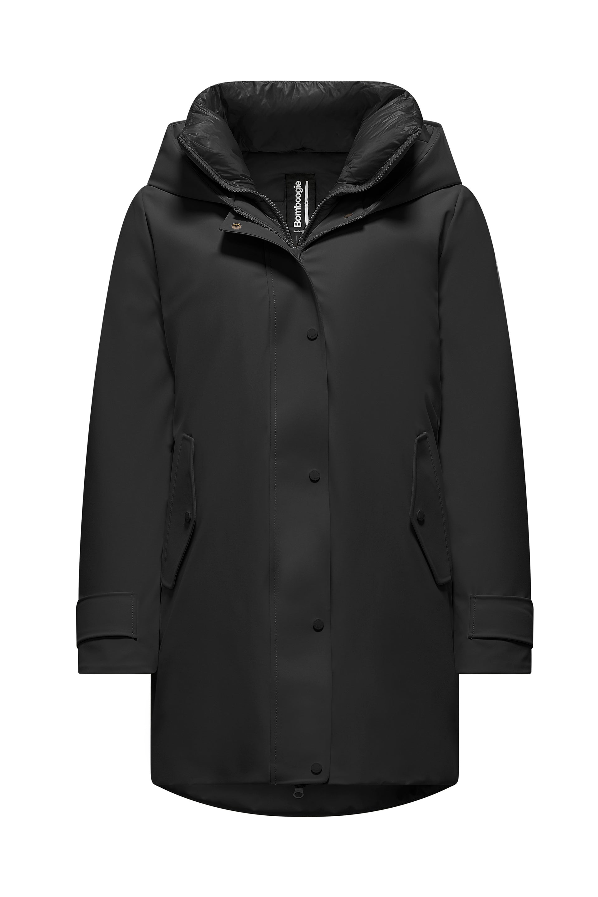 Giaccone Lungo in Nylon Stretch con Imbottitura Riciclata