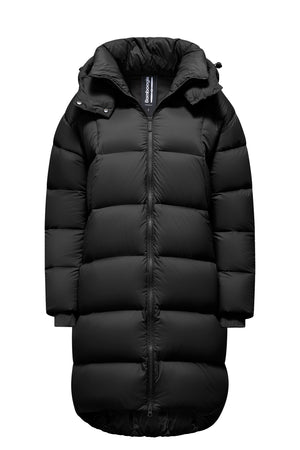 Long comfy down jacket with hood
