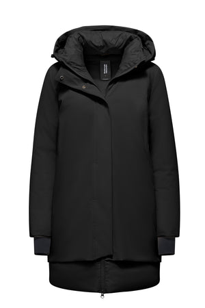 Giacca lunga bio-materica con cappuccio