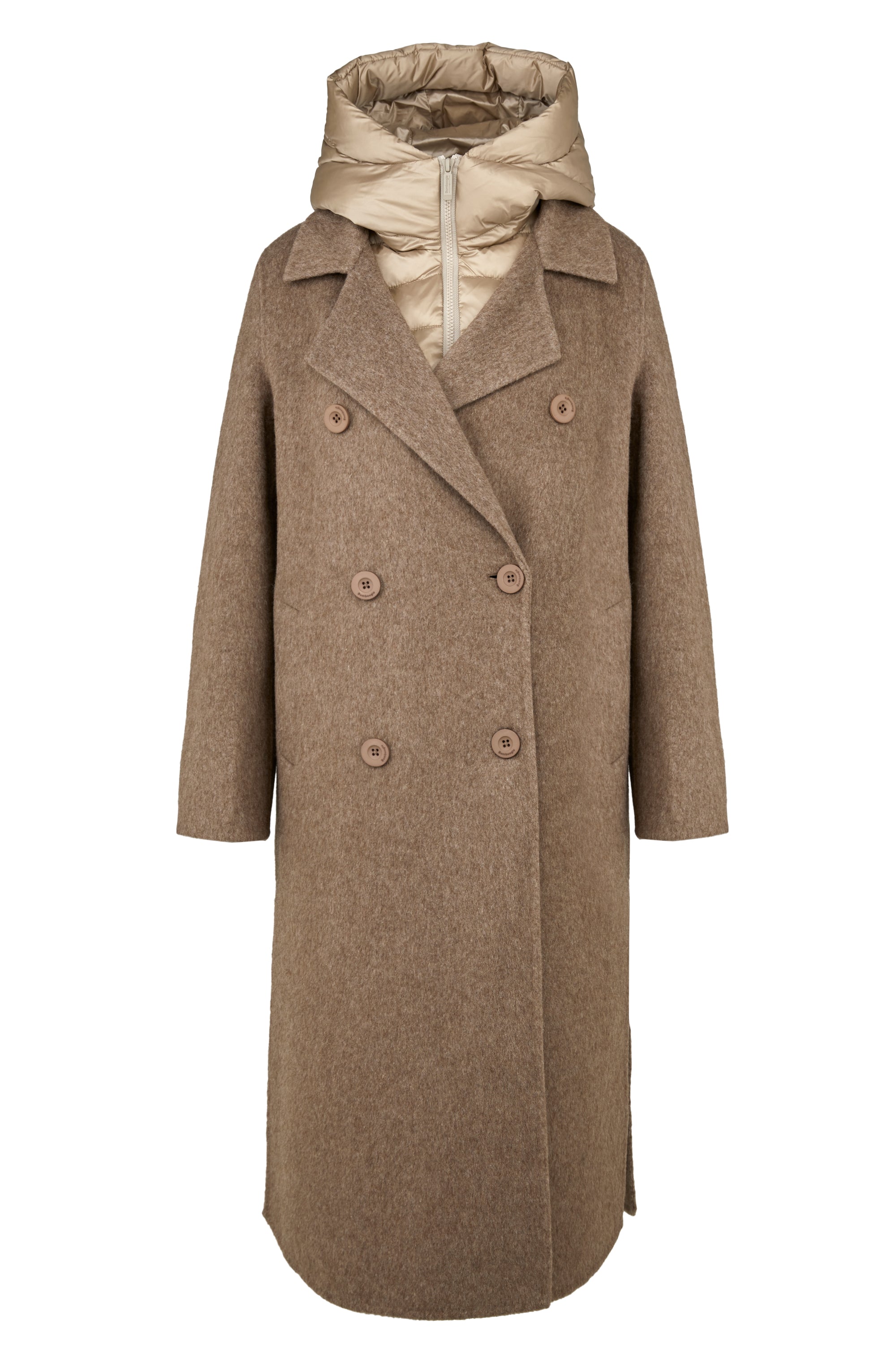 Long double-breasted alpaca effect wool coat | Bomboogie