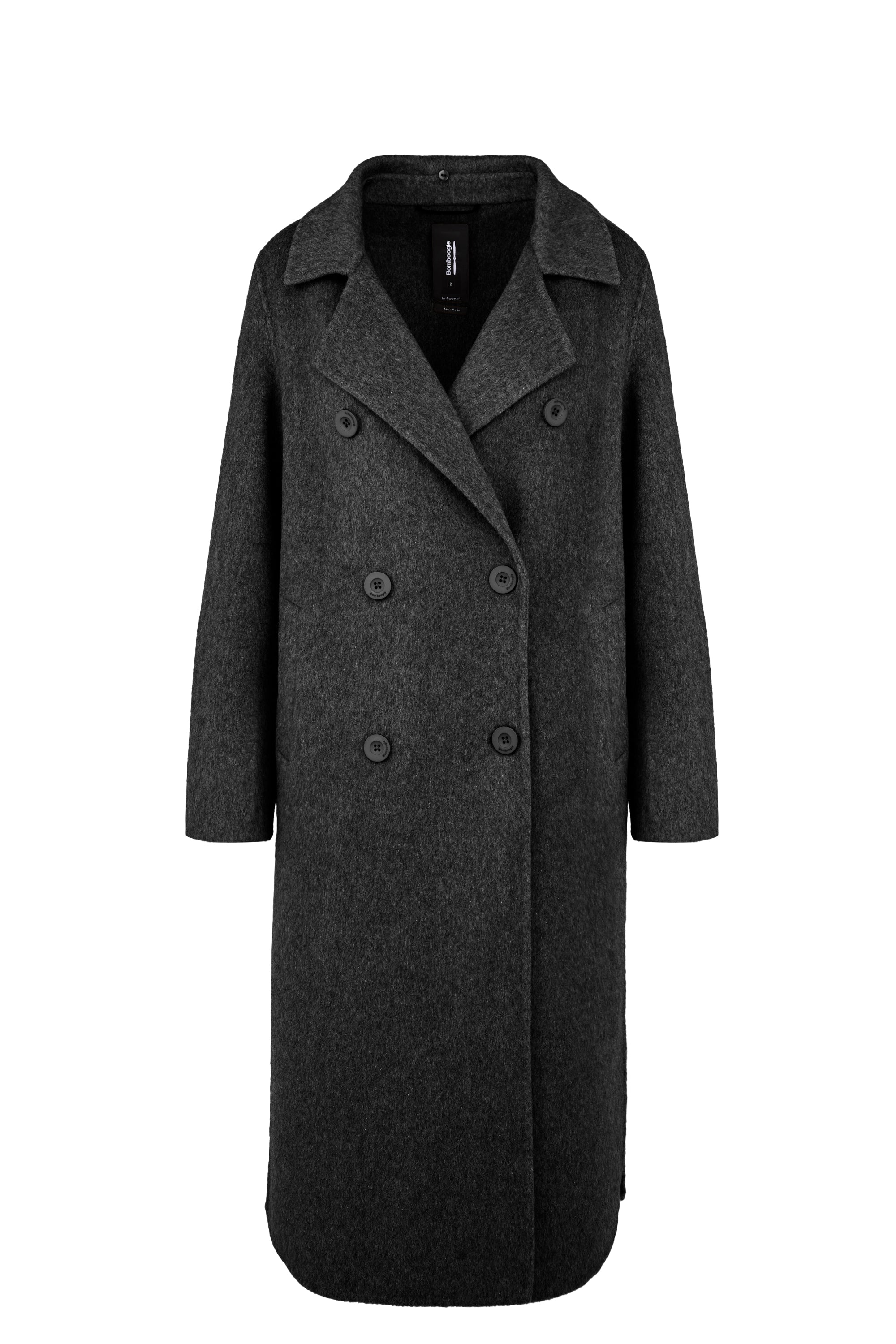 Long double-breasted alpaca effect wool coat | Bomboogie