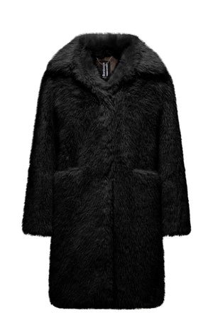 Cappotto lungo monopetto in ecopelliccia