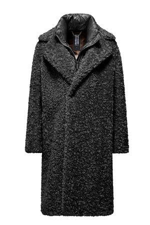 Cappotto lungo da donna in eco pelliccia con revers