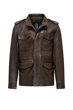 Field jacket in genuine leather