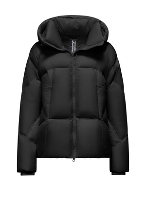 Quilted short down jacket with hood
