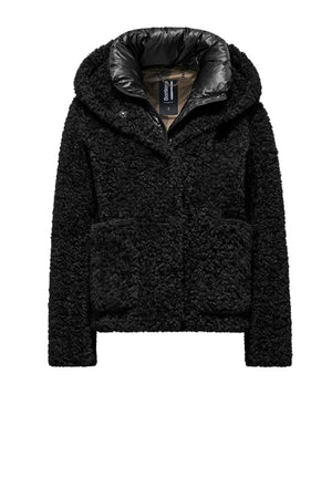 Cappotto corto da donna in ecopelliccia con davantino staccabile