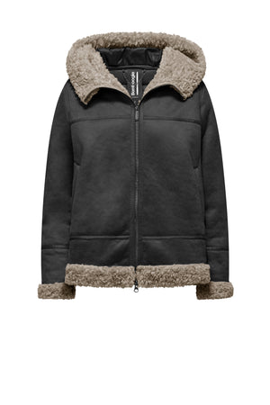 Hooded Jacket with Shearling Effect