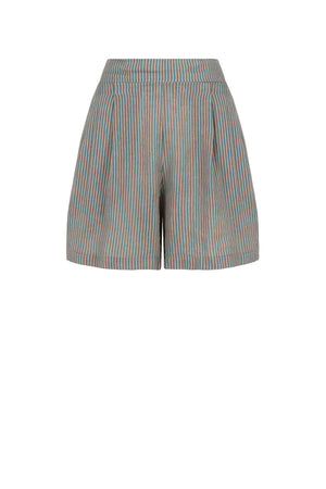 Wide-fit striped linen shorts