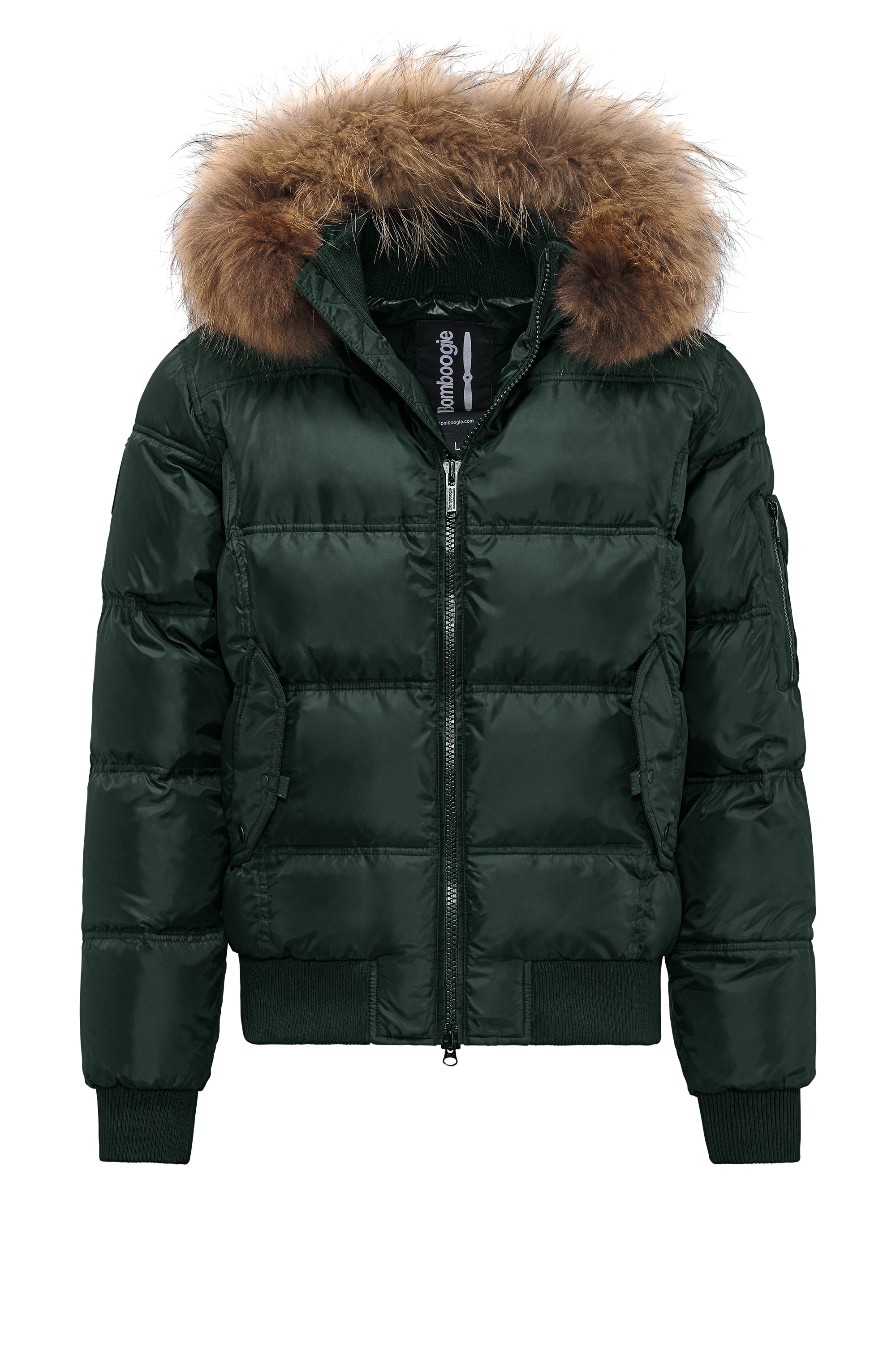 Down Padded Bomber Jacket with Fur