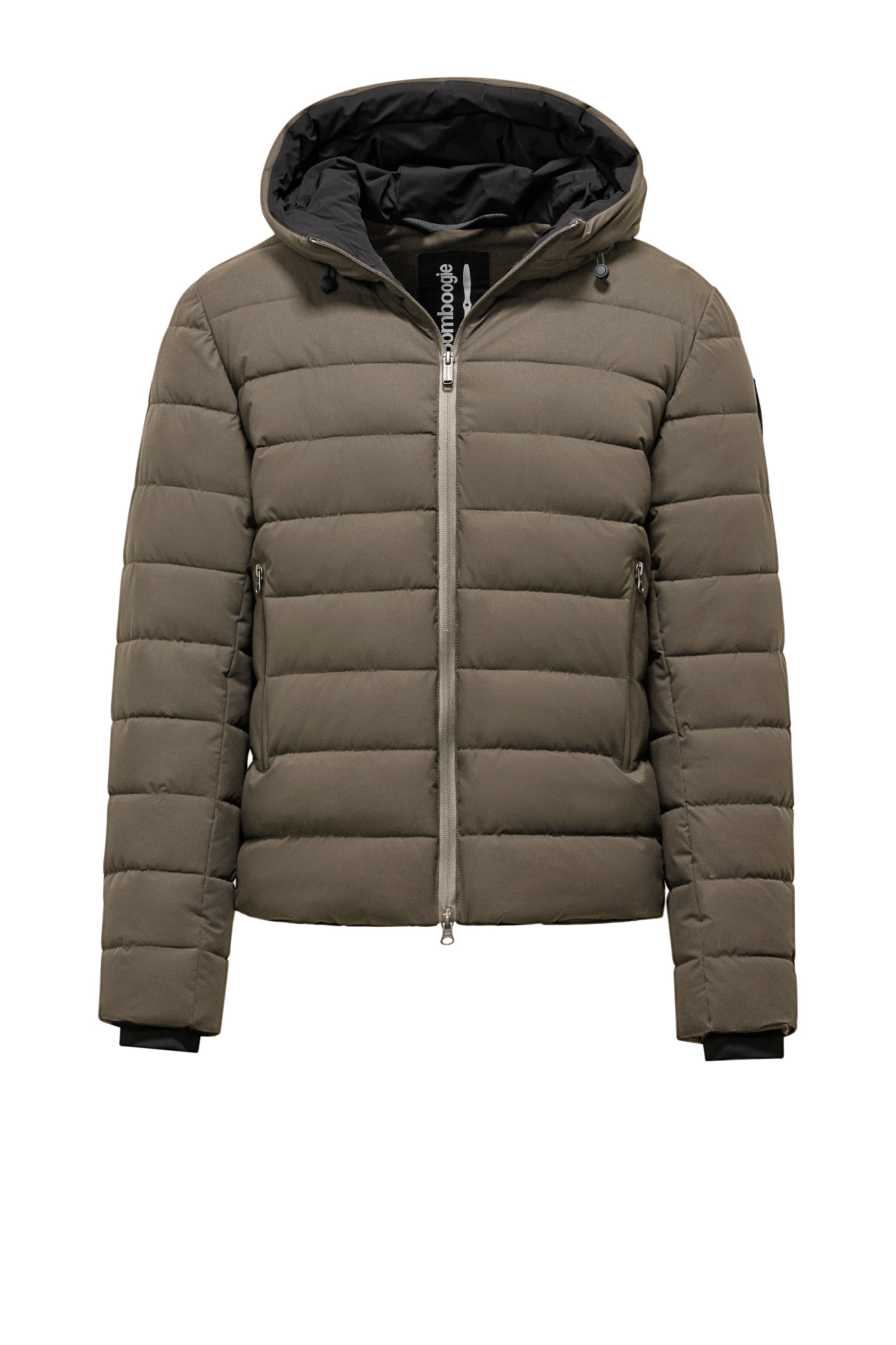Piumino in nylon stretch con cappuccio