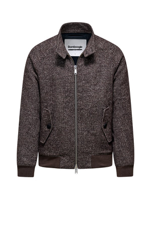 Bomber corto in misto lana spigato