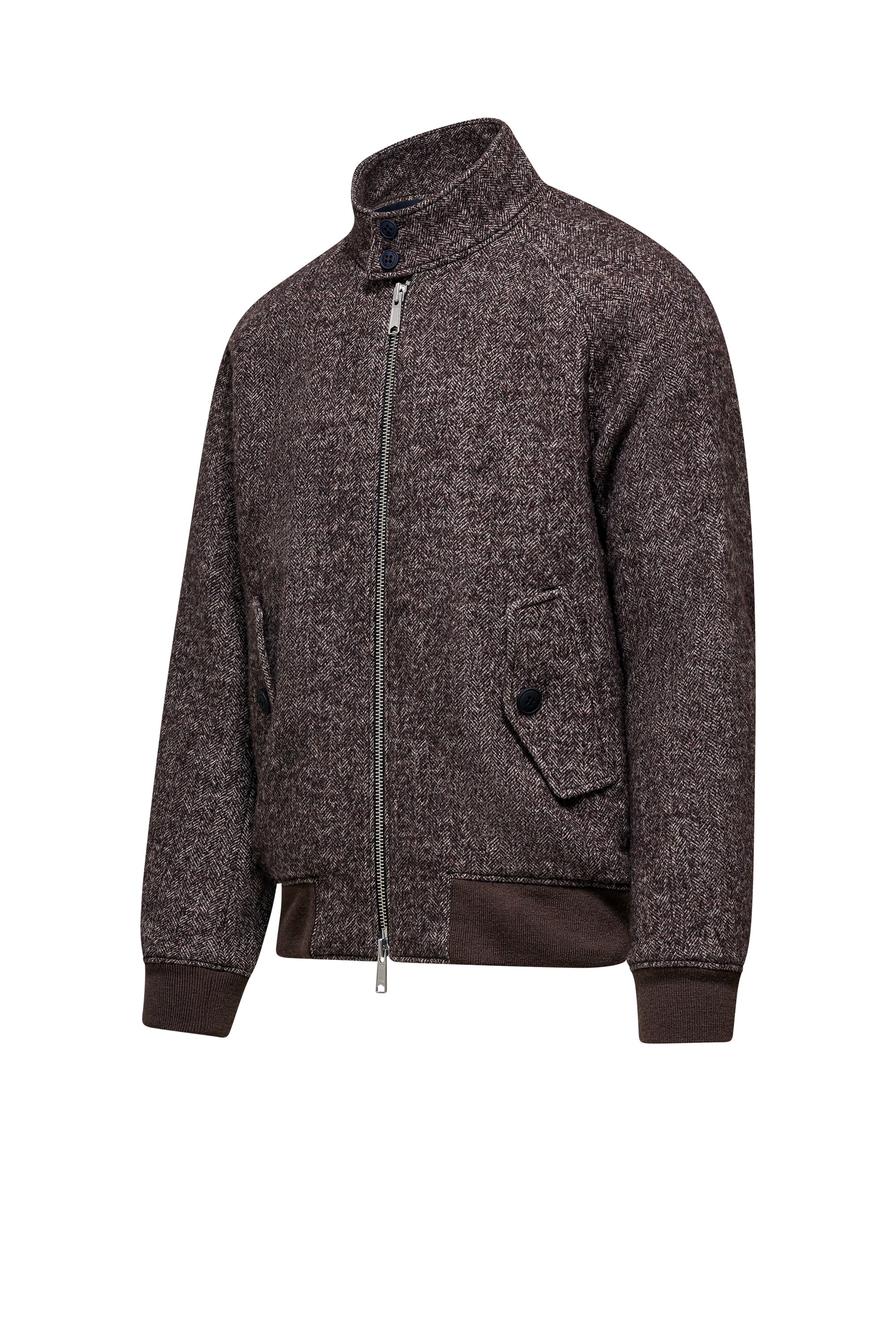 Short bomber jacket in herringbone wool blend | Bomboogie