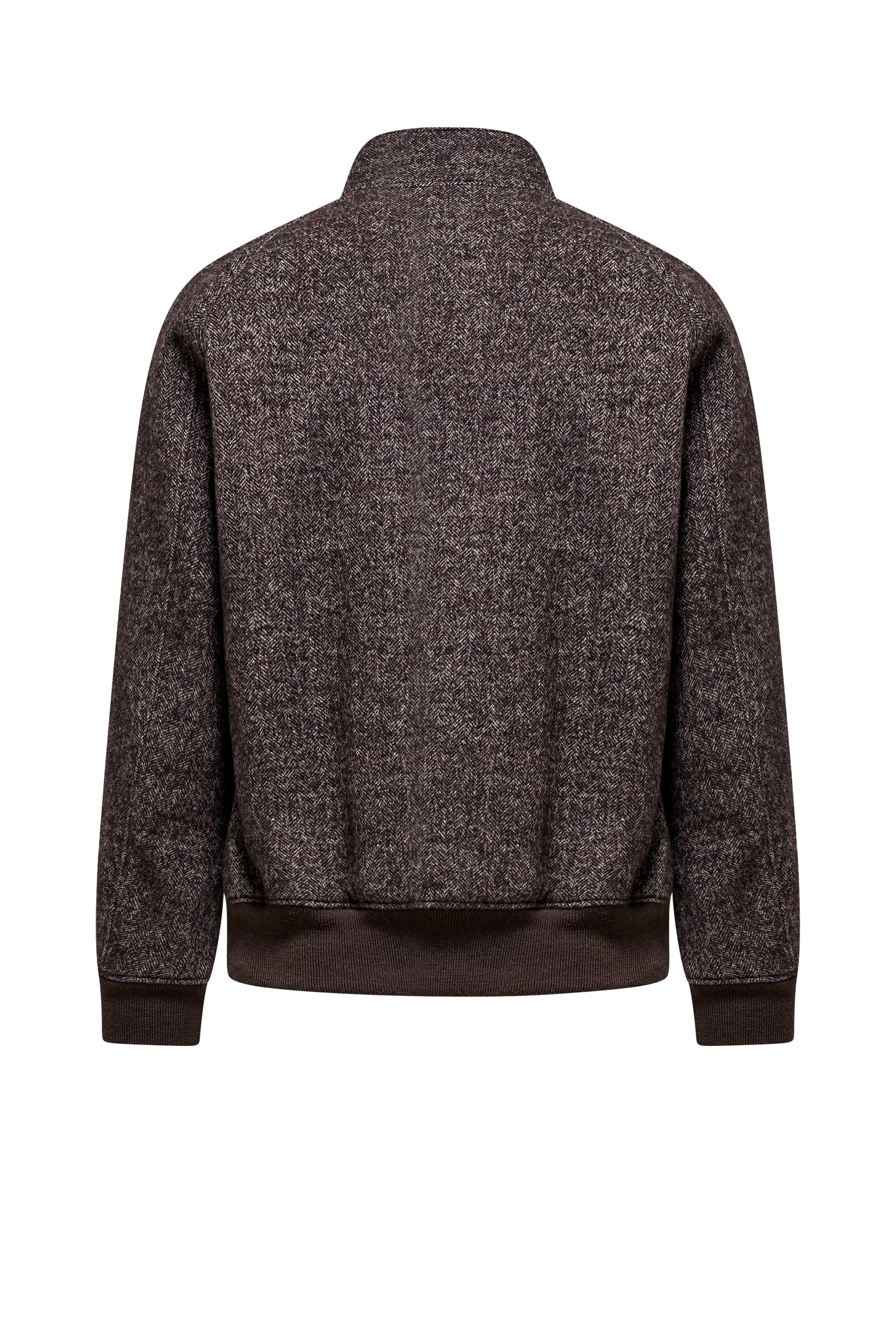 Short bomber jacket in herringbone wool blend | Bomboogie