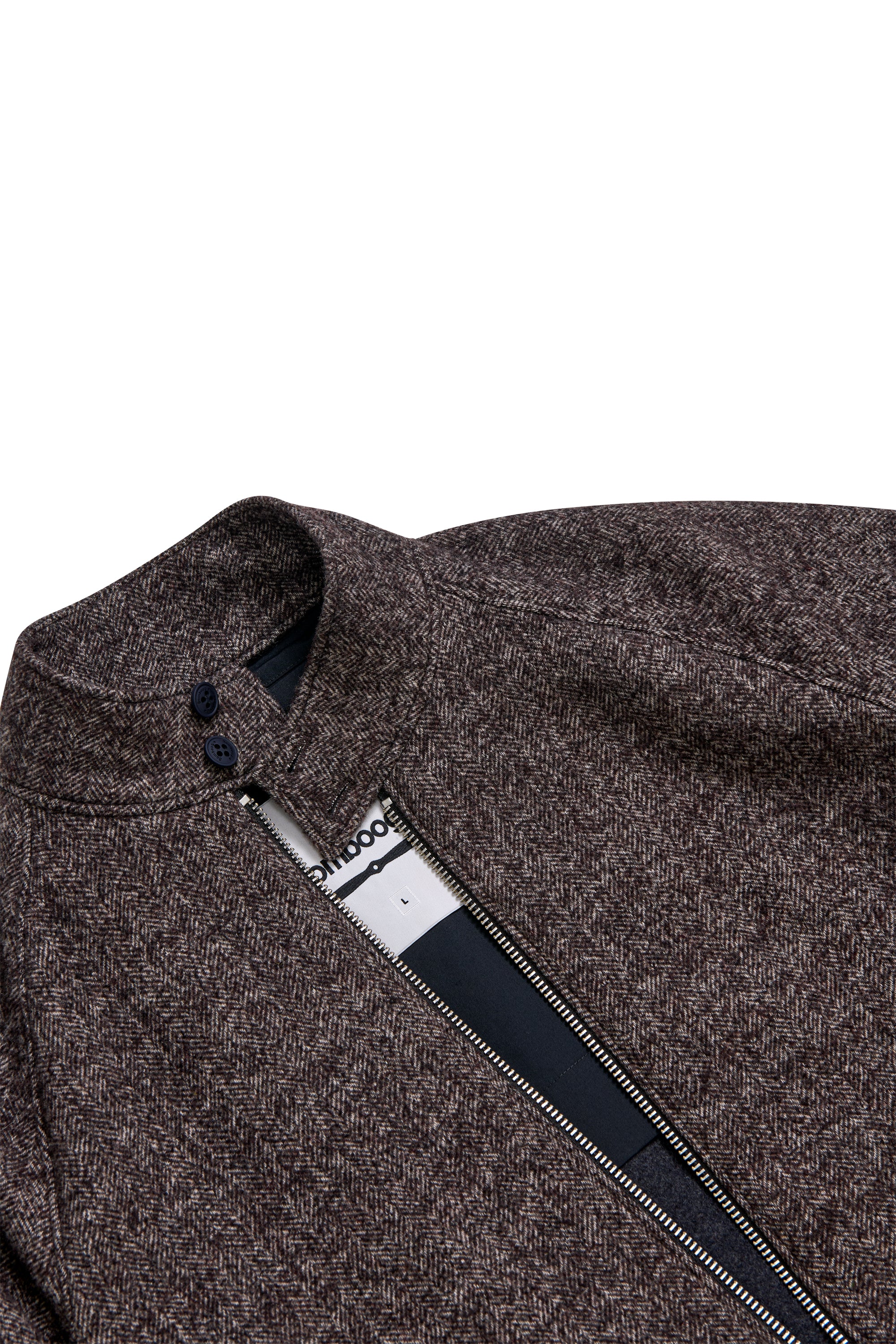 Short bomber jacket in herringbone wool blend | Bomboogie