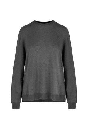 Women's crew neck sweater in merino wool with long sleeves
