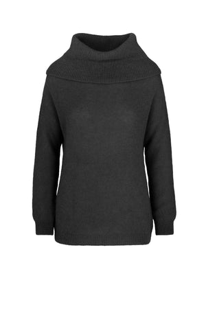 Seamless alpaca blend sweater with wrap-around collar