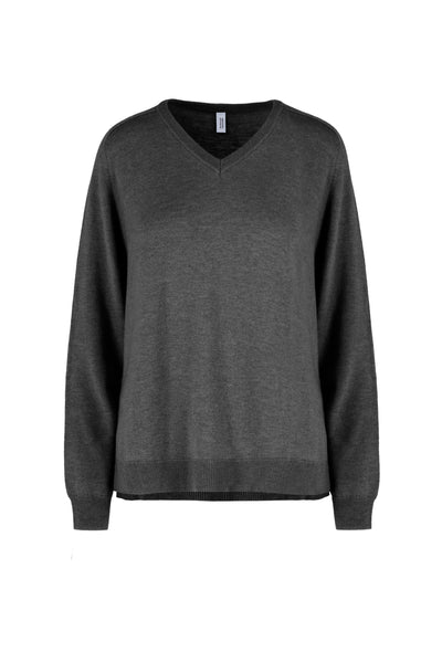 Women's merino wool sweater with regular fit V-neck | Bomboogie