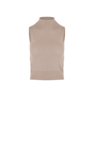 Top smanicato slim fit in misto lana merinos