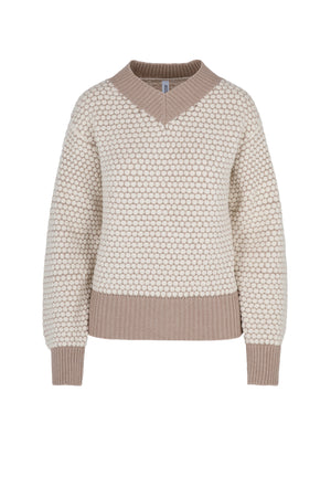 Maglione jacquard con collo a V r