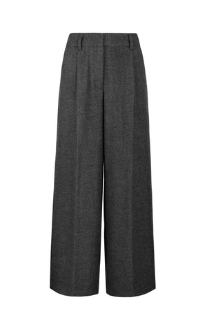 Women's palazzo pants in wool blend twill fabric