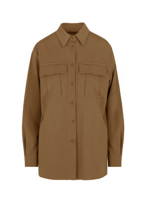 Camicia utility da donna in misto lana leggera stile overshirt