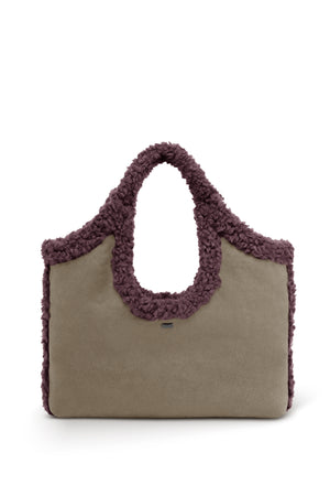Borsa in ecomontone scamosciato e sherpa